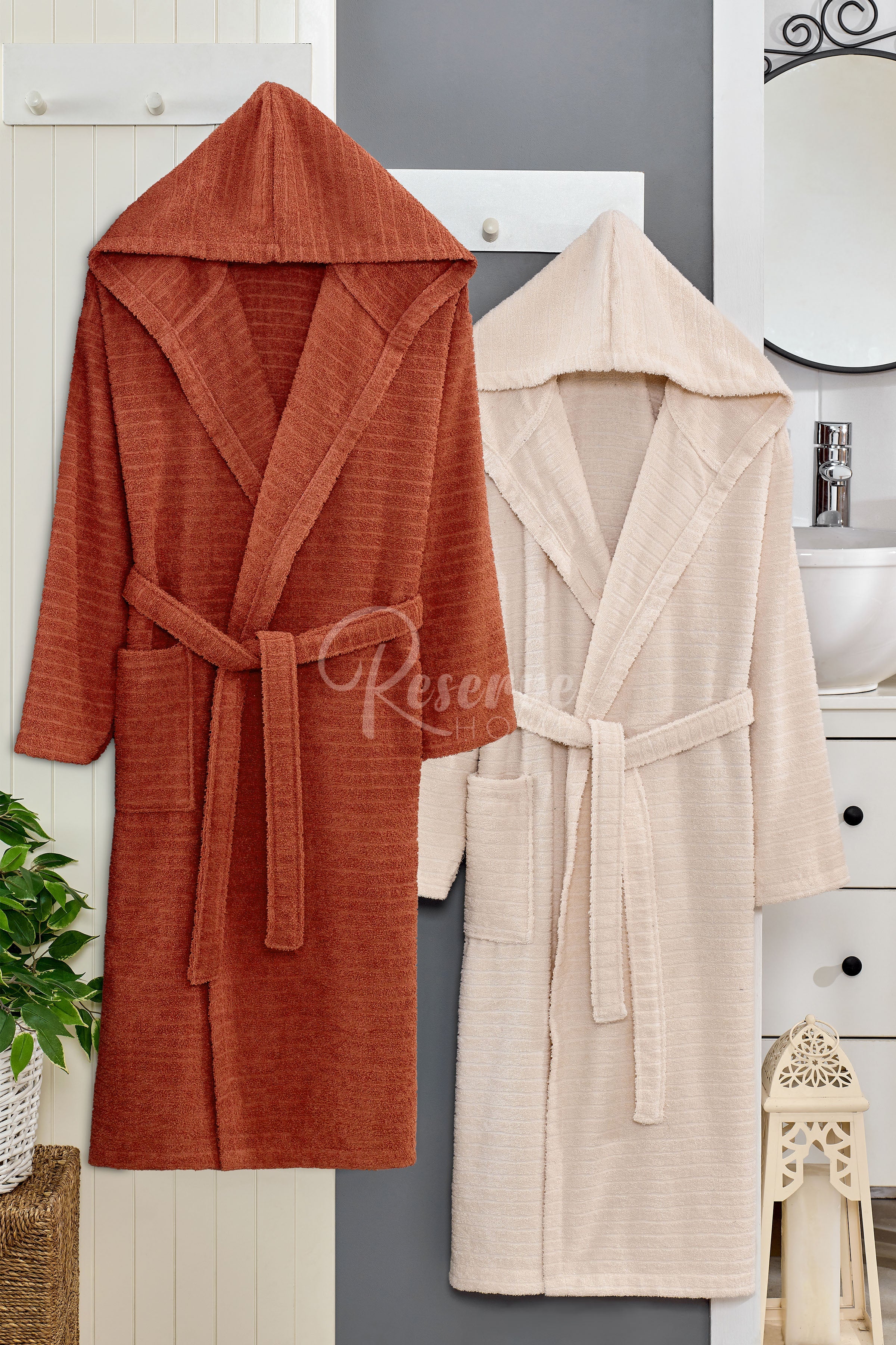 Berry - DOĞA 2'li Kiremit Bej Bornoz Aile Seti