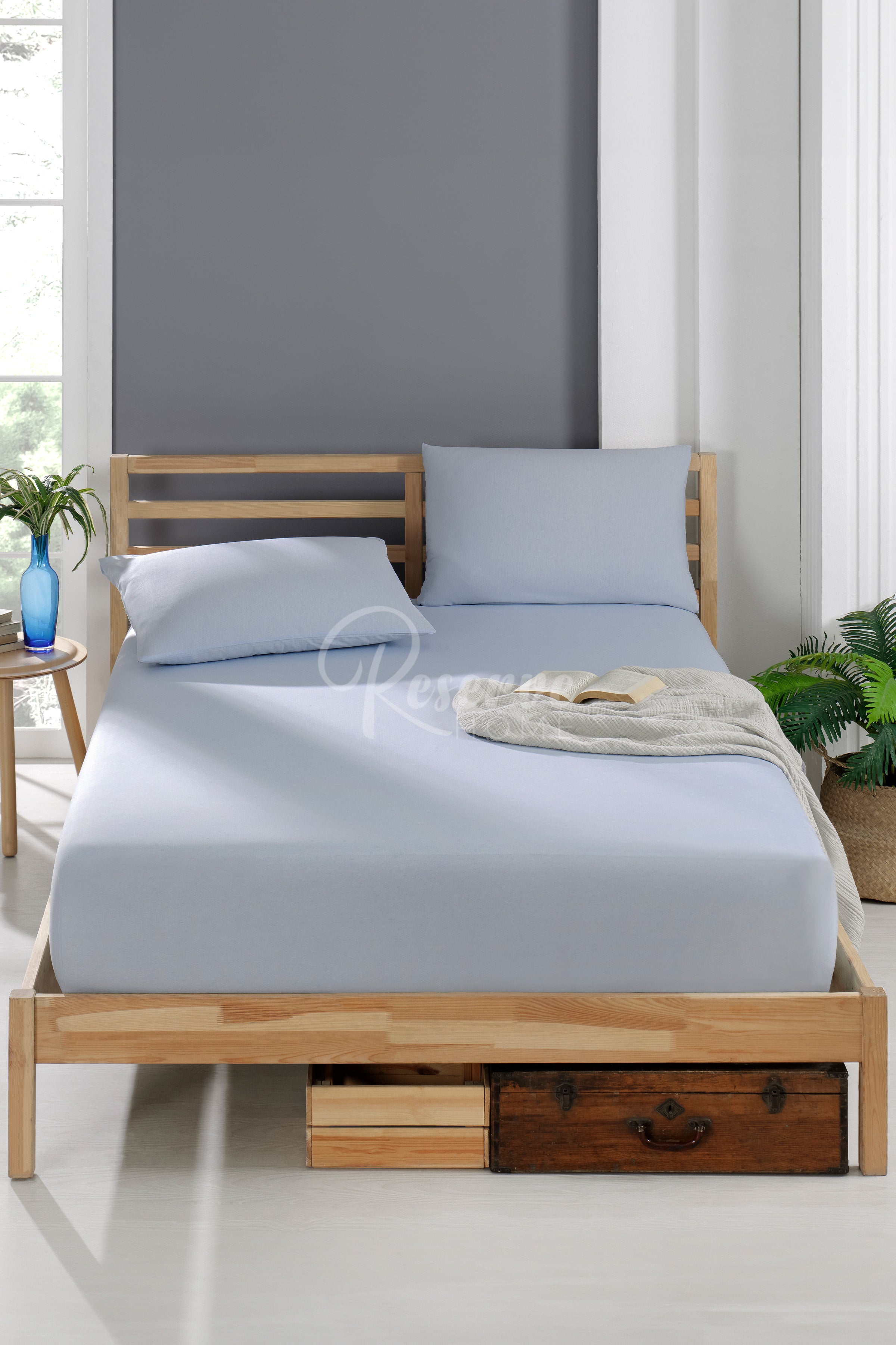 Flori - Buz Mavi Çarşaf Takımı