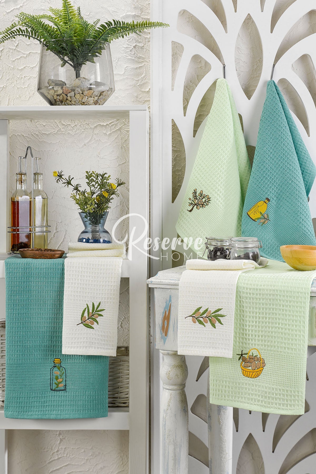 Laura - 6'lı Mutfak Kurulama Bezi Zeytin Seti