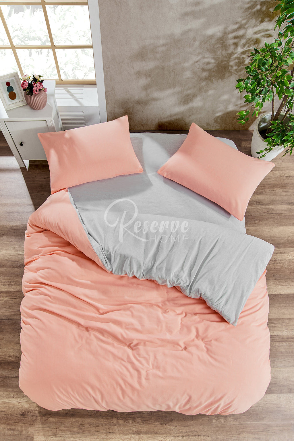 Liona - Somon Gri Nevresim Takımı