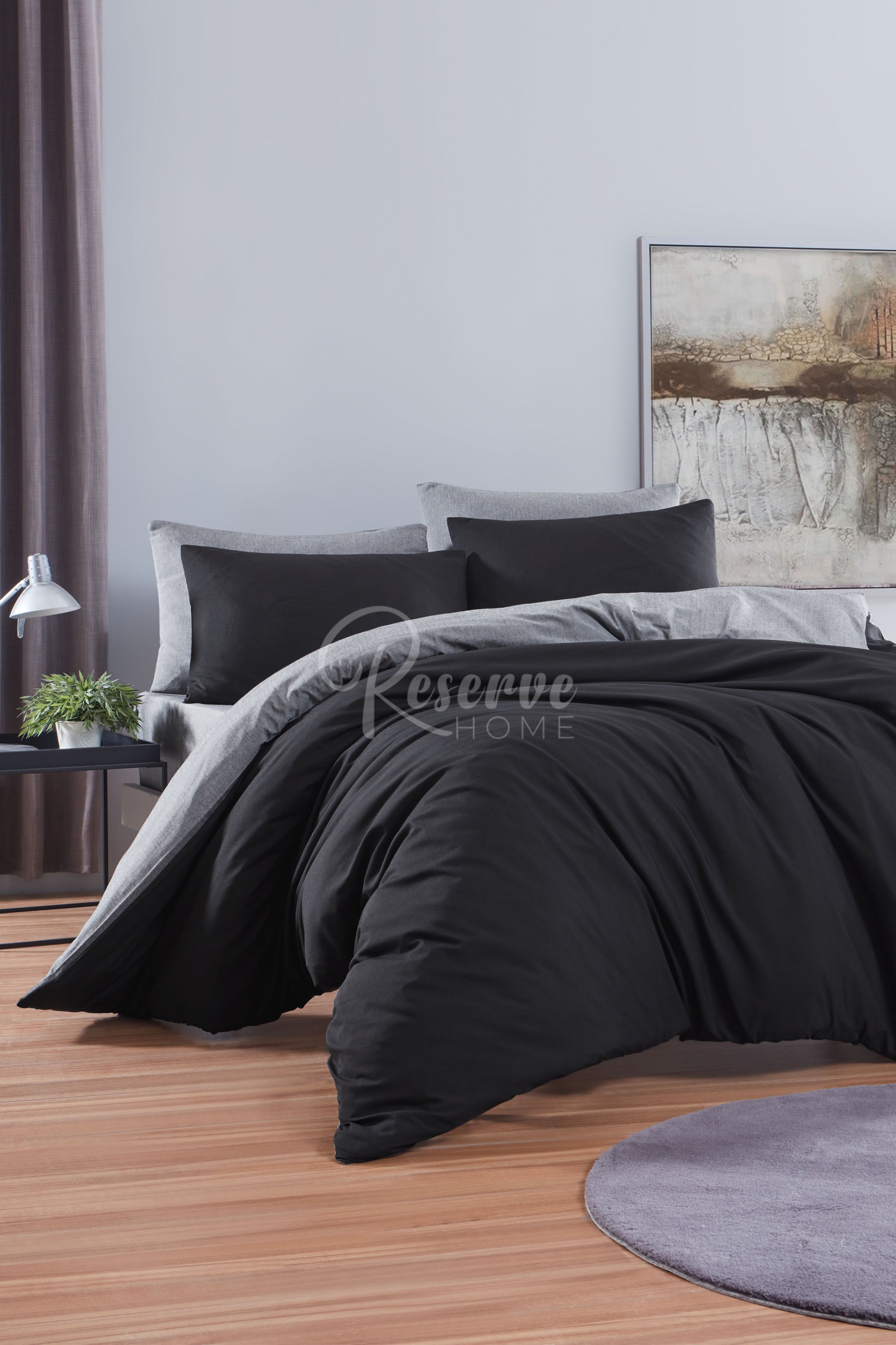 Valeri - Siyah Antrasit Nevresim Takımı