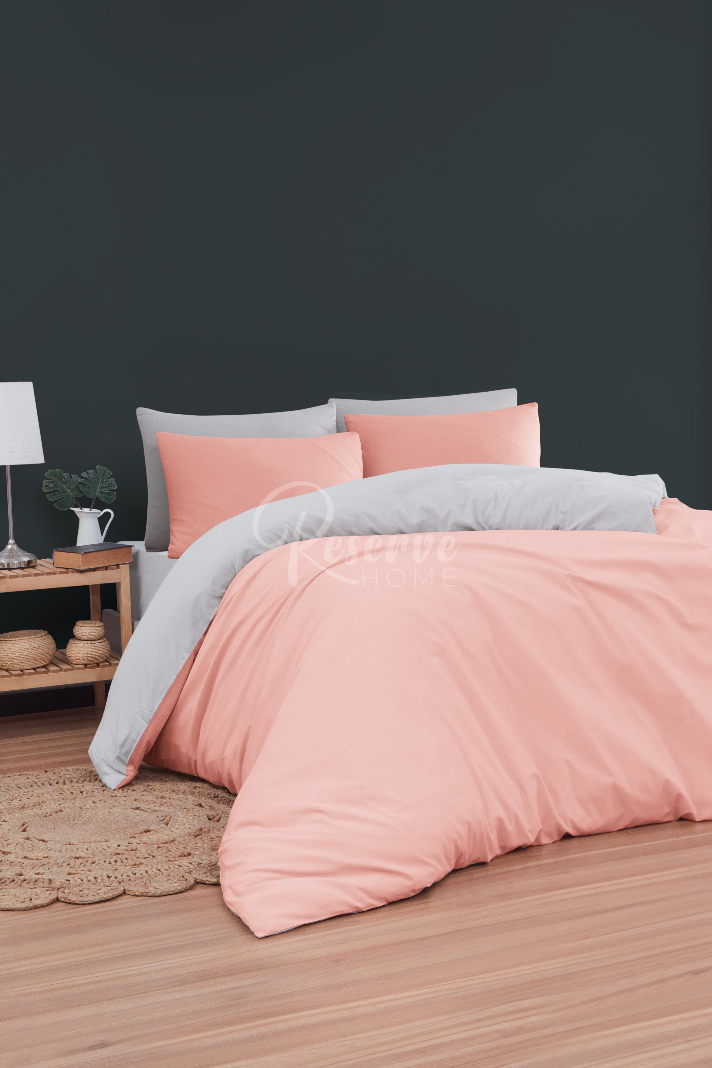 Liona - Somon Gri Nevresim Takımı