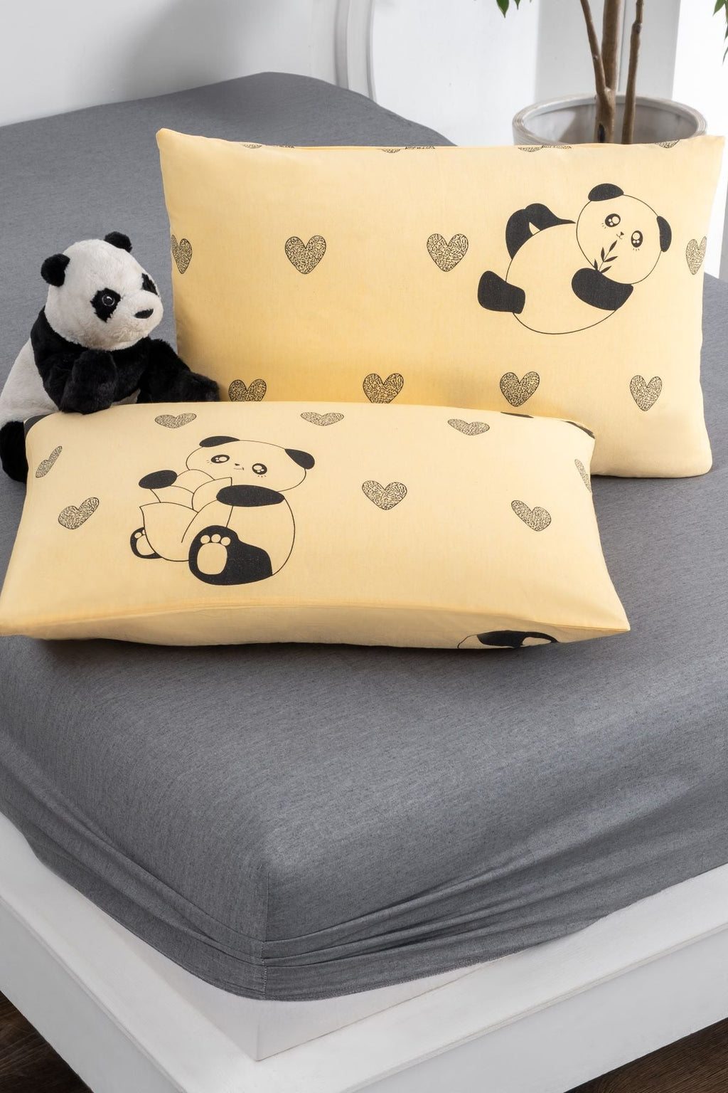 Flori - Sarı Panda Çarşaf Takımı