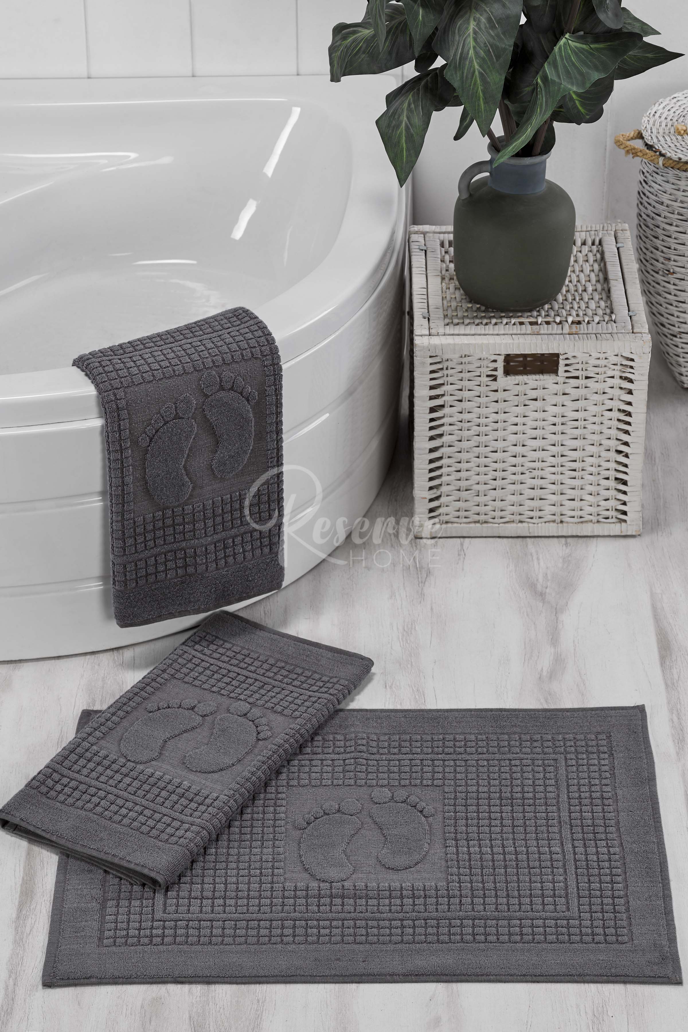 Liva - Antrasit 3'lü Ayak Havlusu